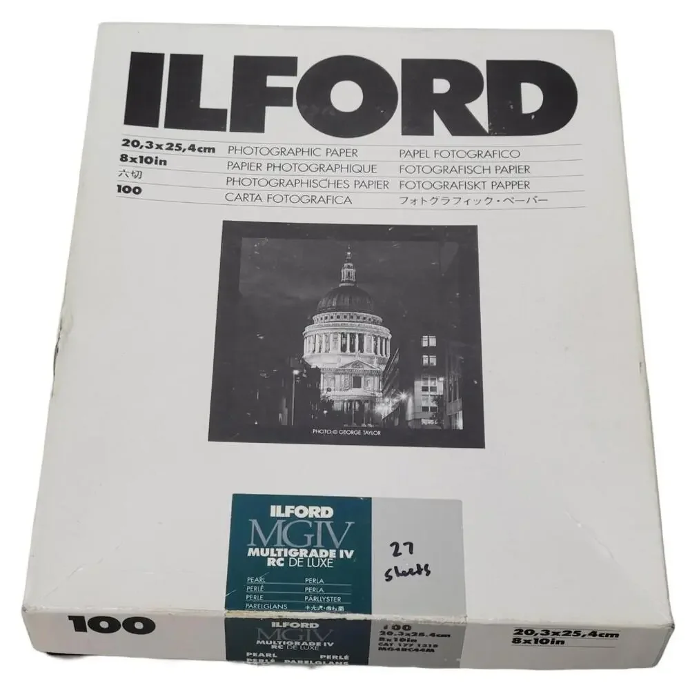 8x10 Ilford Multigrade MGIV RC De Luxe Pearl Photo Paper 27 Sheets Medium Weight